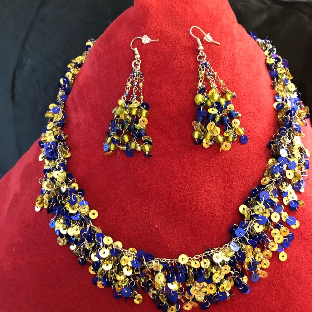 Sequin Necklace with matching dangle earrings